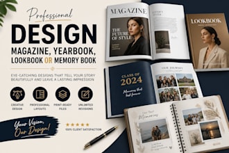 design magazine, yearbook, lookbook or memory book
