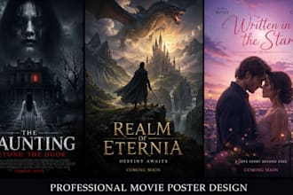 design movie poster, film poster  podcast cover yearbook book cover