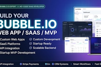 build your bubble io webapp, saas, mvp, no code app with api integration