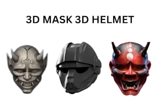 design realistic custom 3d face mask helmet cosplay for print and production