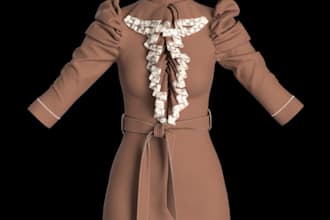sew 3d elegant dress,men cloth,marvelous designer,hourglass silhouette gown,glb