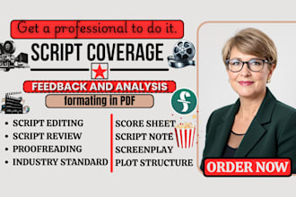 provide industry script coverage for film, tv series tv pilot or film screenplay