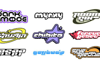 design a unique y2k retro aesthetic logo for your brand