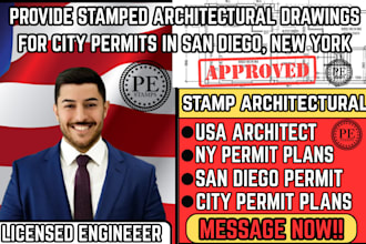 provide stamped architectural drawings for city permits in san diego, new york