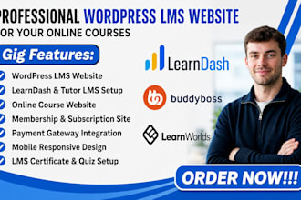 create lms website wordpress elearning educational online course membership site