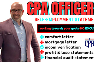 issue CPA letter, income verification audit statements, stamp, sign,