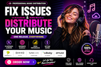 fix issue and distribute music using distrokid, ditto, tunecore, cd baby, amuse