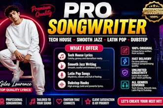 write tech house, smooth jazz, latin pop and dubstep song lyrics