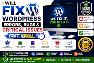 fix wordpress errors, bugs and critical issues fast