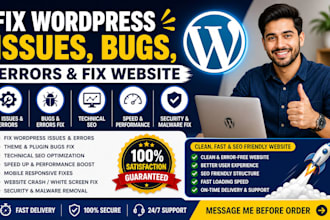 fix wordpress issues, bugs, fix wordpress errors,technical seo, fix website