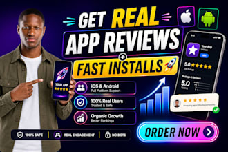 do android and ios app promotion 500 app USA install ios review, app rating