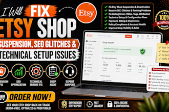 fix etsy shop suspension SEO glitches and technical setup issues