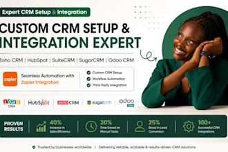 setup, customize zoho crm hubspot suitecrm sugarcrm odoo crm zapier integration