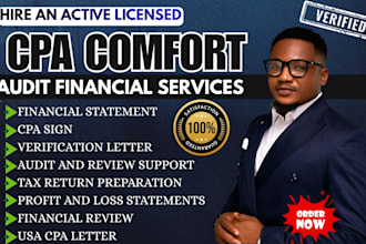deliver a US CPA comfort letter and income verification
