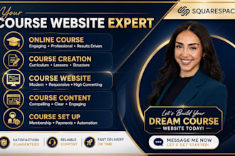 do online course creation and squarespace website course setup with landing page