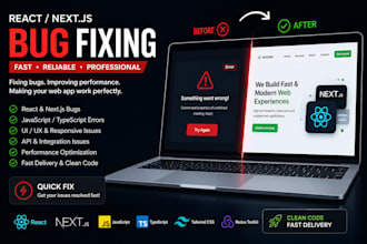 fix bugs in react, next js, javascript and frontend issues fast