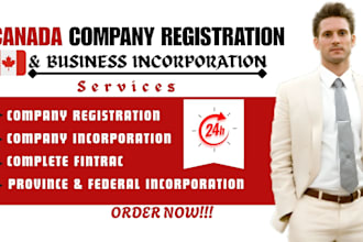 do canada company registration, business registration, fintrac province in 24hrs