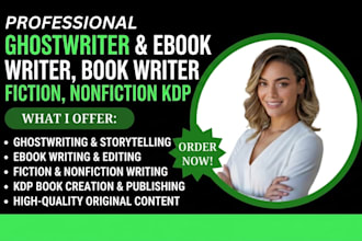 ghostwriter ebook writer, book writer, ghostwriting fiction, nonfiction kdp