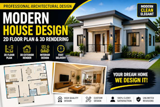 design modern house plans and realistic 3d architectural rendering