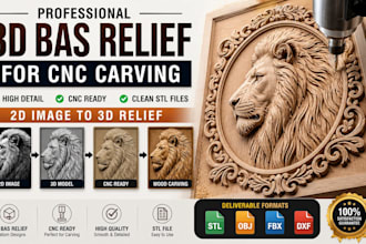 convert your image to 3d bas relief for cnc wood carving and engraving stl files