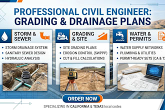 civil engineering grading drainage stormwater plan sewerage water supply design