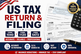 us tax return, tax filing, form 1040, 1120, llc and business tax preparation