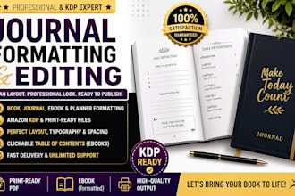 format your book, journal, or ebook for amazon KDP with professional layout