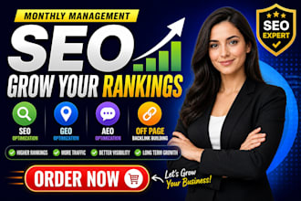 manage monthly SEO GEO optimization aeo off page backlink building
