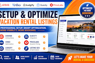 setup, optimize airbnb guesty listing, lodgify pricelab vrbo hostaway hospitable