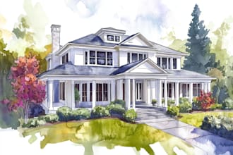 paint watercolor house portrait