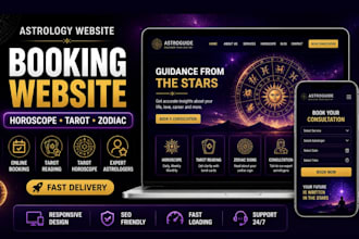design astrology website with booking, horoscope, tarot reading and ai features