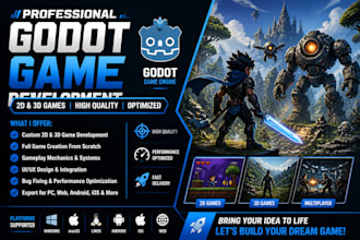 develop custom 2d and 3d games using godot engine