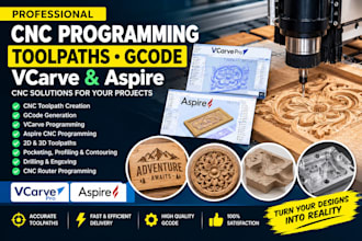 create cnc toolpaths, gcode, vcarve, aspire cnc programming