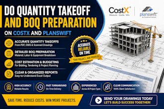 do quantity takeoff and boq preparation on costx and planswift