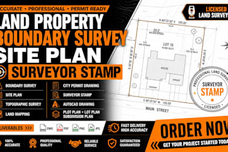 land property boundary survey site plan surveyor stamp