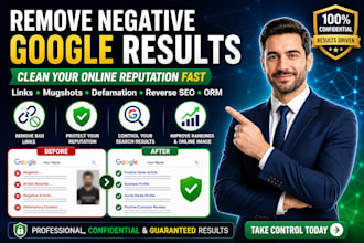 remove negative links, mugshots, defamatory content with reverse SEO and ORM