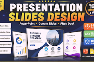 design modern pitch deck, powerpoint, and keynote presentation
