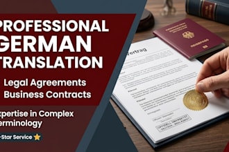 translate business contracts and legal agreement, document to german
