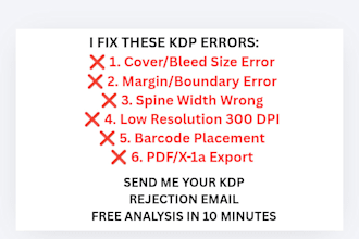 fix rejected KDP book cover and get it approved by amazon