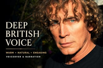 record a deep british voice over warm calm sensuous engaging