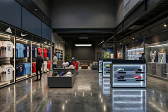 design football locker room, sports showroom, stadium interior in 3d
