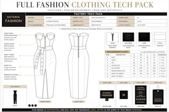 make your professional fashion tech pack apparel design details for production