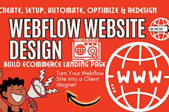 design, redesign webflow website, webflow developer build ecommerce landing page