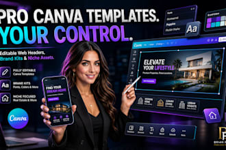 design editable web header, canva brand, estate canva template for your business