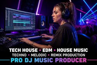 create tech house, edm, house, techno, deep house, afro house music production