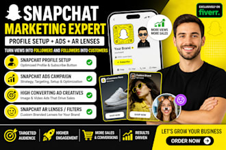 setup snapchat profile video ads campaign snap ar lens filter pixel setup manage