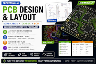 design custom pcb layout schematic circuit design gerber files and bom files