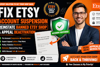 fix etsy account suspension, reinstate banned etsy shop and appeal deactivation