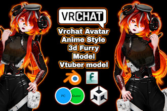 design custom vrchat avatar, anime vtuber model vr character with facial rigging