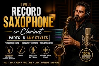 record saxophone or clarinet parts in any styles any sax
